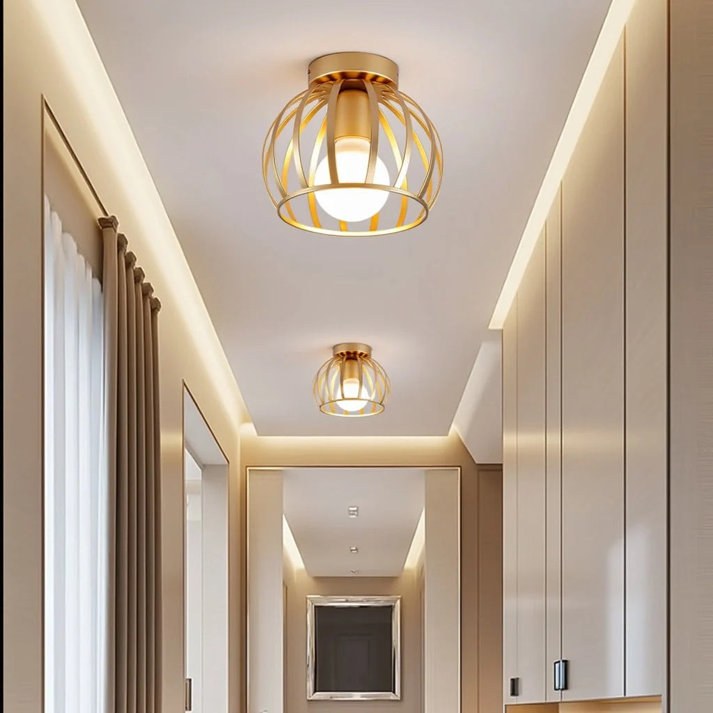 Industrial-Deckenleuchte | Gold | E27 | Wohnzimmer & Flur