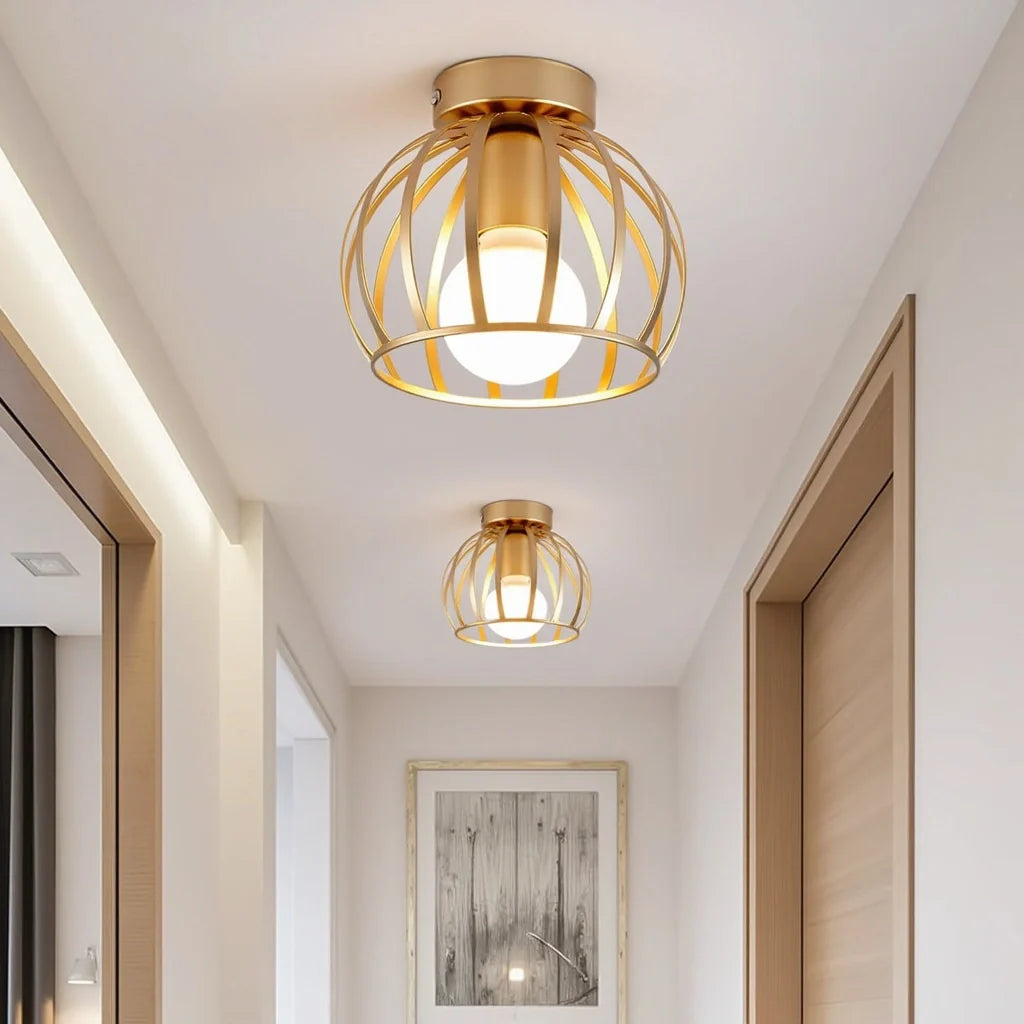 Industrial-Deckenleuchte | Gold | E27 | Wohnzimmer & Flur