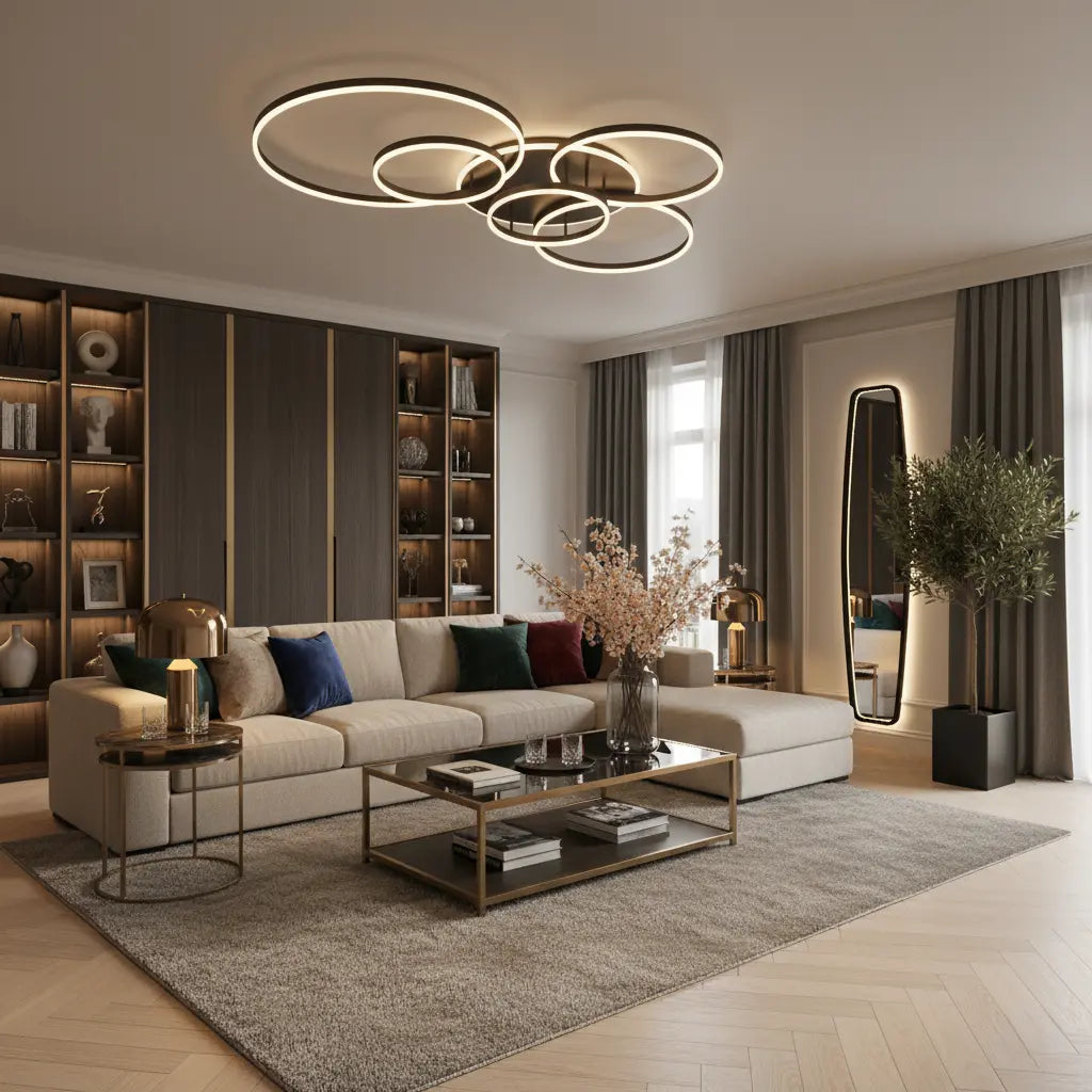 LED‑Deckenleuchte | Modernes Schwarz | 5‑ oder 6‑Flammig | Wohnzimmer & Esszimmer