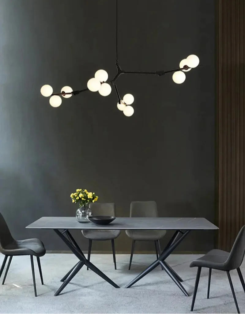 Deckenleuchte Wohnzimmer | Schwarz | Glaskugeln | Warmes Licht