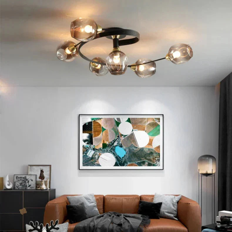 LED-Deckenleuchte | Glas & Metall | Schwarz oder Gold | Wohnzimmer & Esszimmer