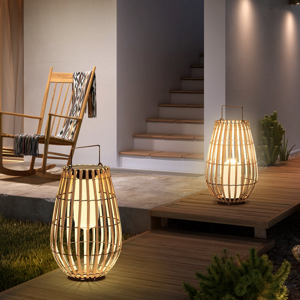 Solar-Laterne Rattan Optik | E27 | Garten & Terrasse | LED