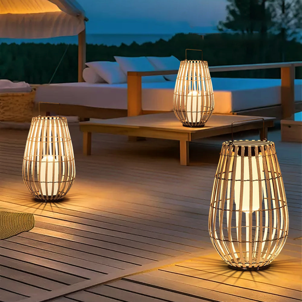 Solar-Laterne Rattan Optik | E27 | Garten & Terrasse | LED