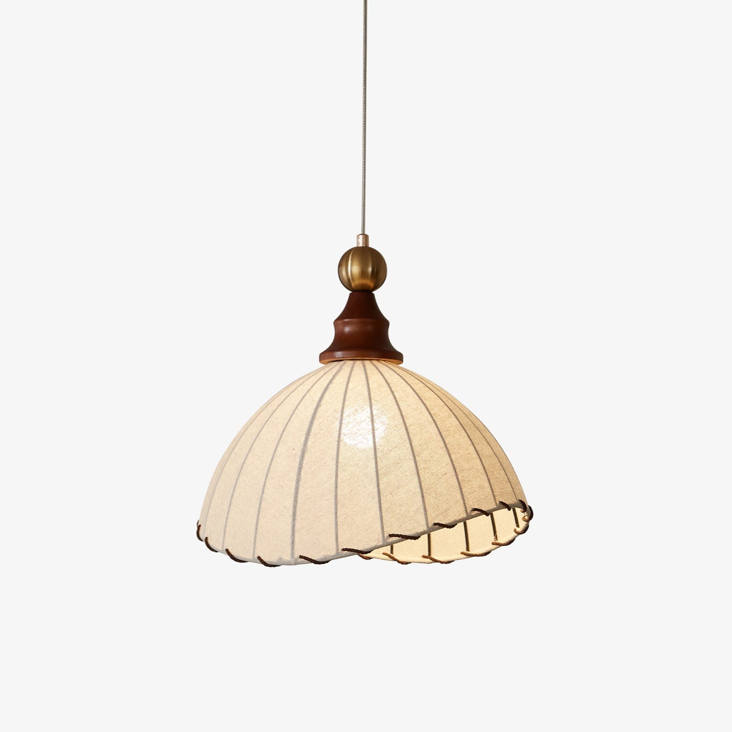 Pendelleuchte Stoff Plissee | Holz & Metall | E26/E27 LED | Elegant