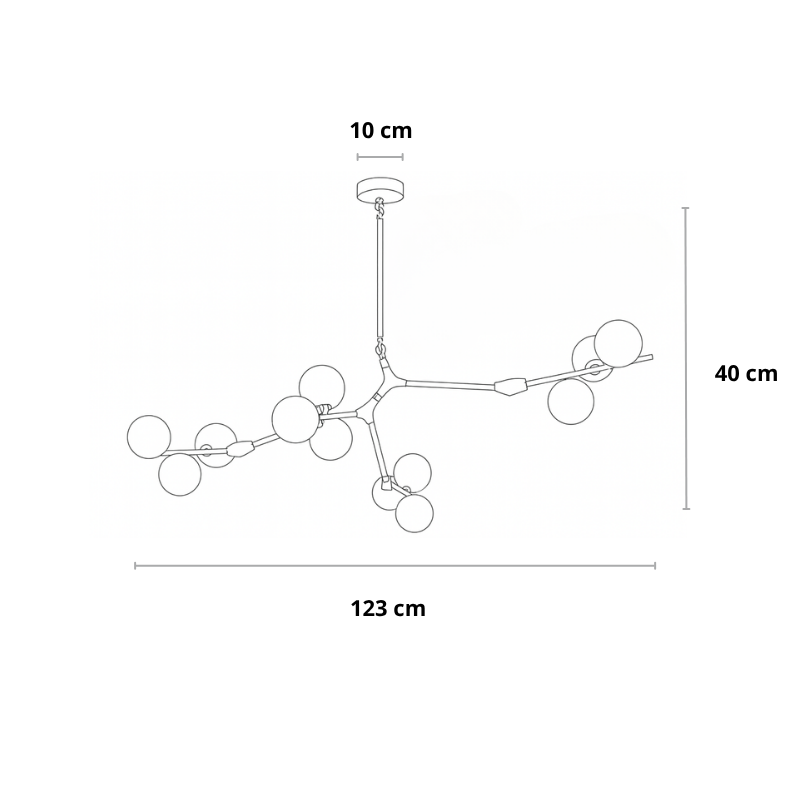 Deckenleuchte Wohnzimmer | Schwarz | Glaskugeln | Warmes Licht