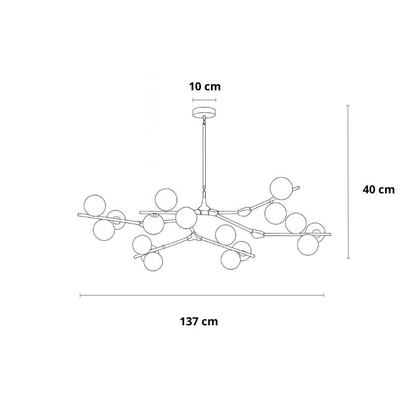 Deckenleuchte Wohnzimmer | Schwarz | Glaskugeln | Warmes Licht