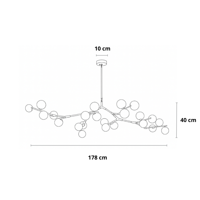 Deckenleuchte Wohnzimmer | Schwarz | Glaskugeln | Warmes Licht