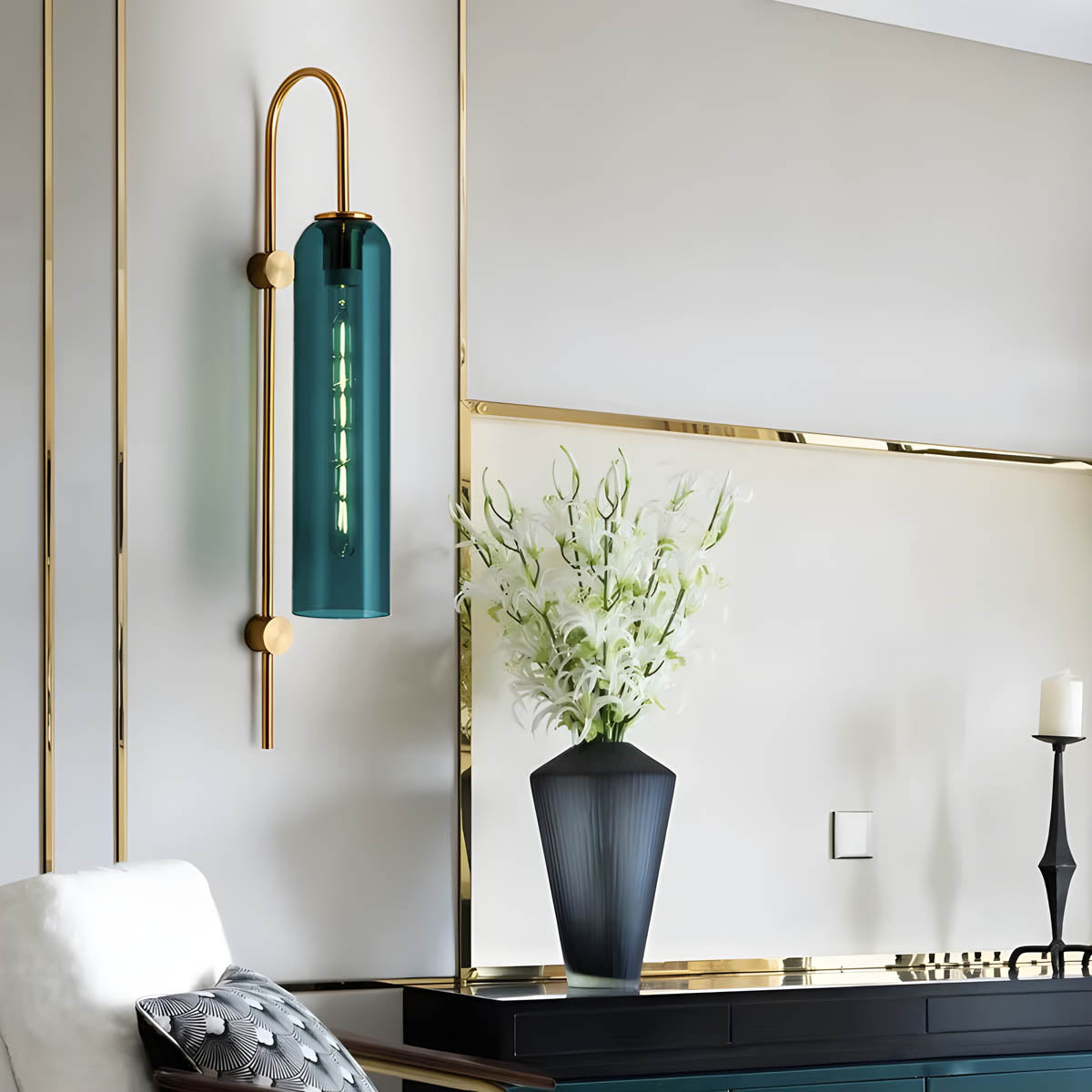 Glas-Wandleuchte Modern | E27 LED | Glas & Eisen | Designerstil