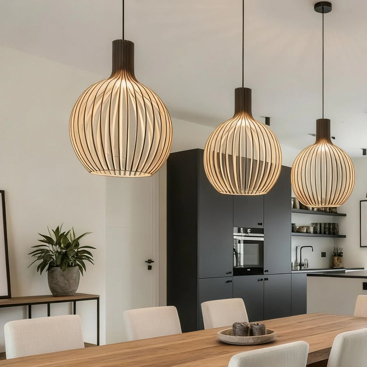 Pendelleuchte | Holz | Ø35 cm / 45 cm / 55 cm | Wohnzimmer & Esszimmer