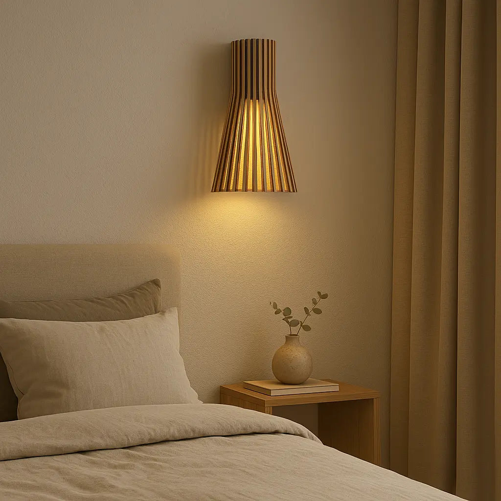 Wandleuchte | Holz & Schwarz/Weiß | Warmes Licht | Wohnzimmer & Flur