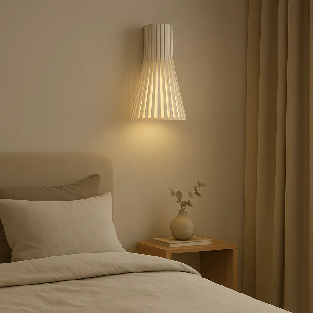 Wandleuchte | Holz & Schwarz/Weiß | Warmes Licht | Wohnzimmer & Flur