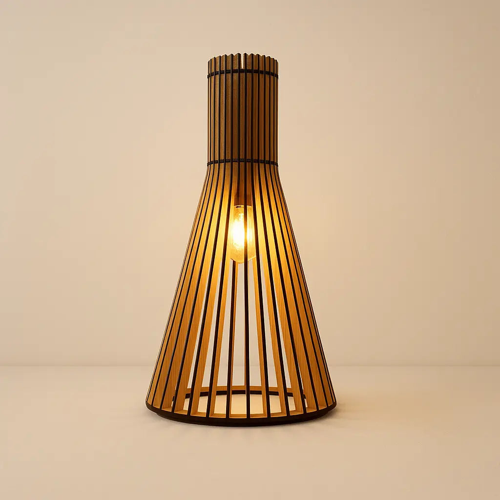 Wandleuchte | Holz & Schwarz/Weiß | Warmes Licht | Wohnzimmer & Flur