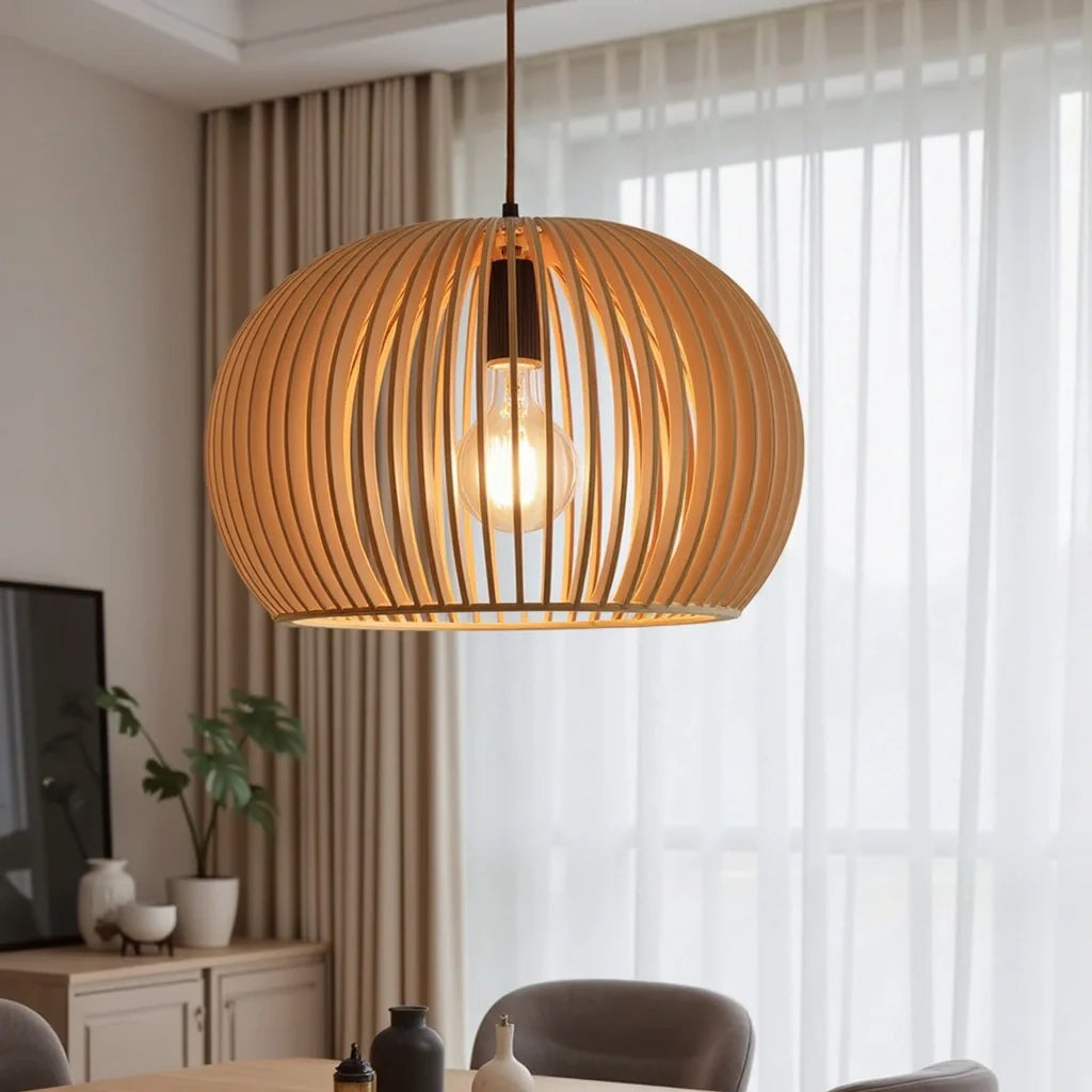 Pendelleuchte | Holz Kugelform Ø33 cm & Ø45 cm | Natürlich & Warm