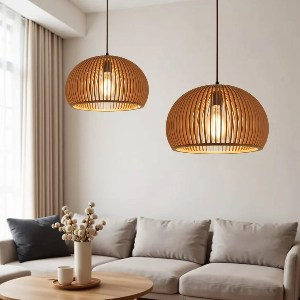 Pendelleuchte | Holz Kugelform Ø33 cm & Ø45 cm | Natürlich & Warm