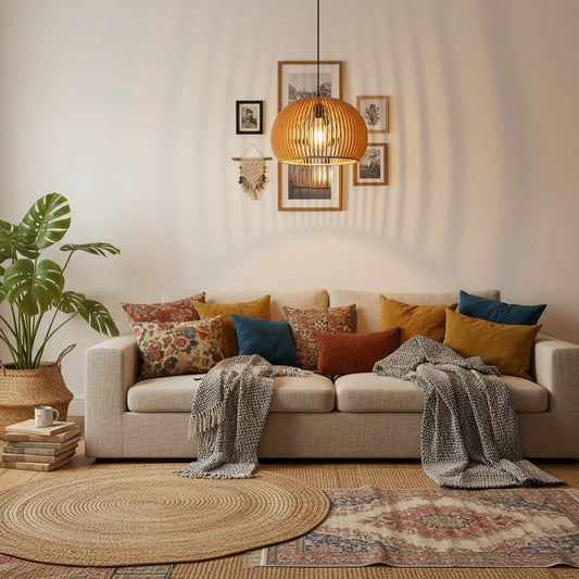 Pendelleuchte | Holz Kugelform Ø33 cm & Ø45 cm | Natürlich & Warm