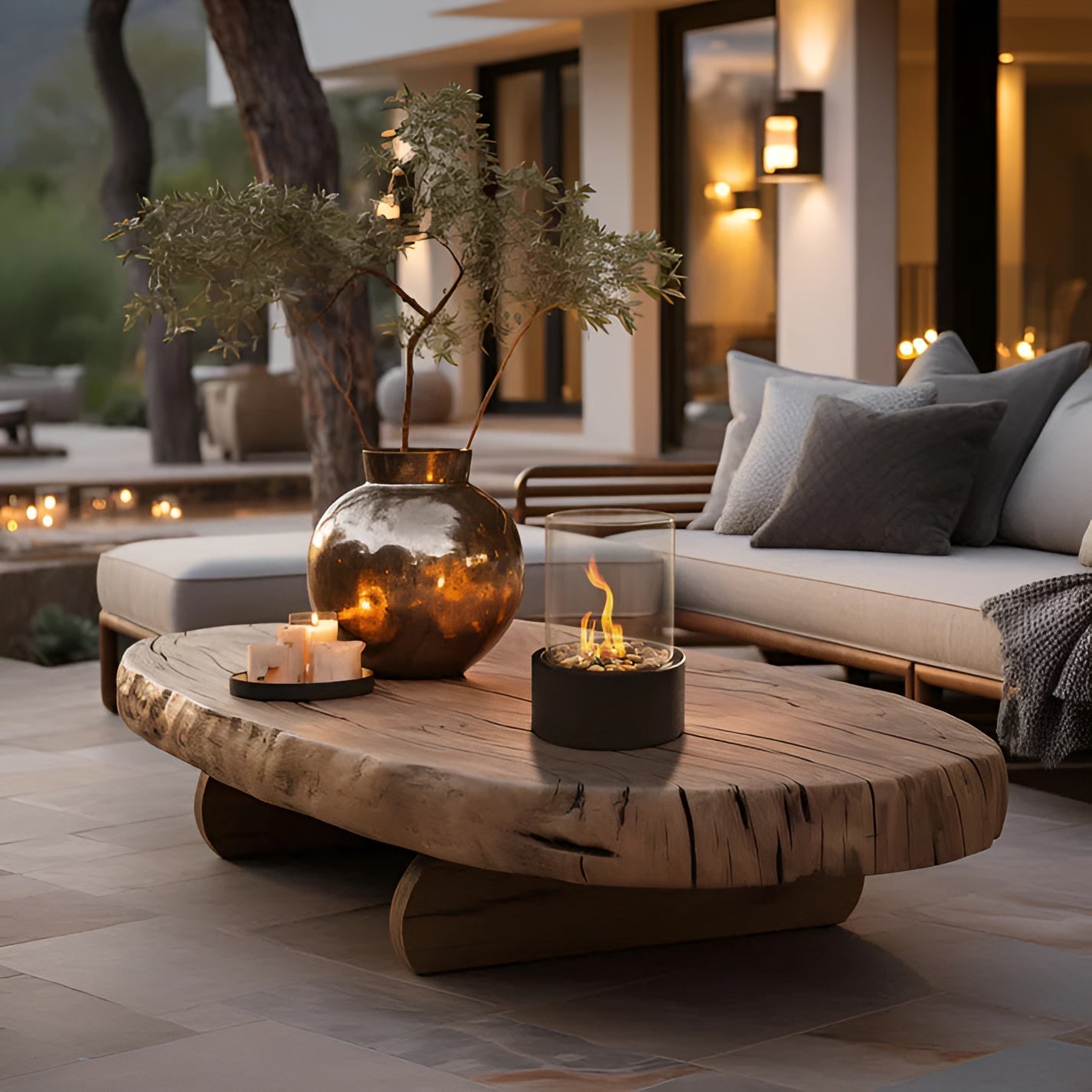 Bioethanol Tischkamin Zylinder | Glas & Metall | Rauchfrei | Indoor & Outdoor
