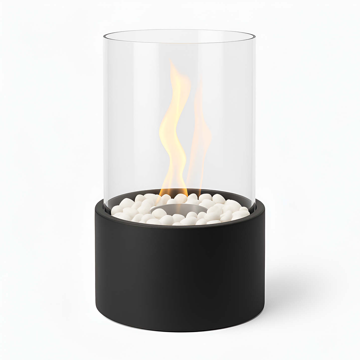Bioethanol Tischkamin Zylinder | Glas & Metall | Rauchfrei | Indoor & Outdoor