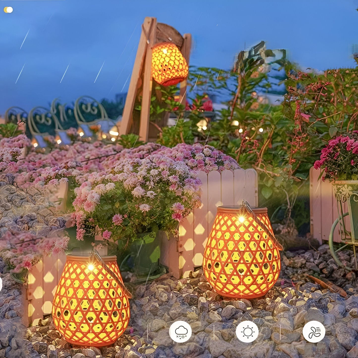 Solar-Outdoor-Laterne Rattanoptik | LED Warmweiß | Garten & Terrasse