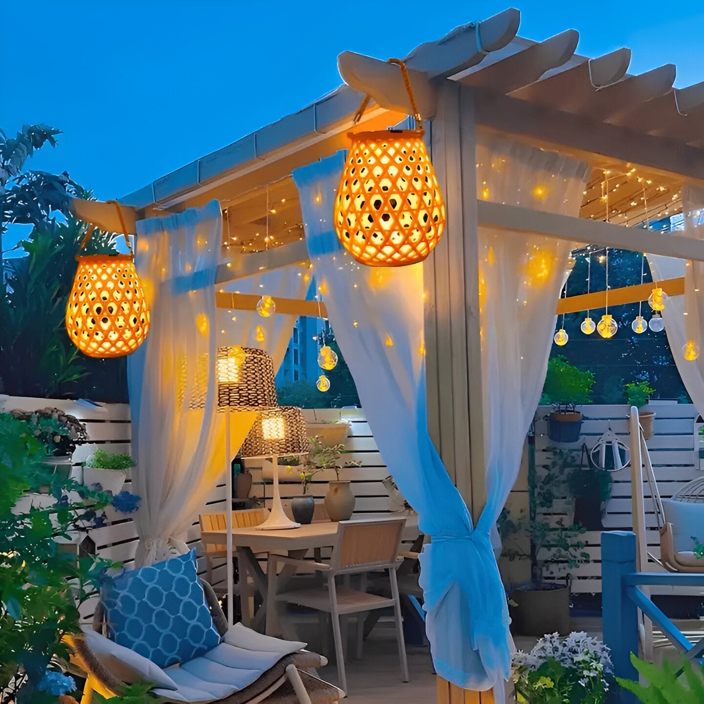 Solar-Outdoor-Laterne Rattanoptik | LED Warmweiß | Garten & Terrasse
