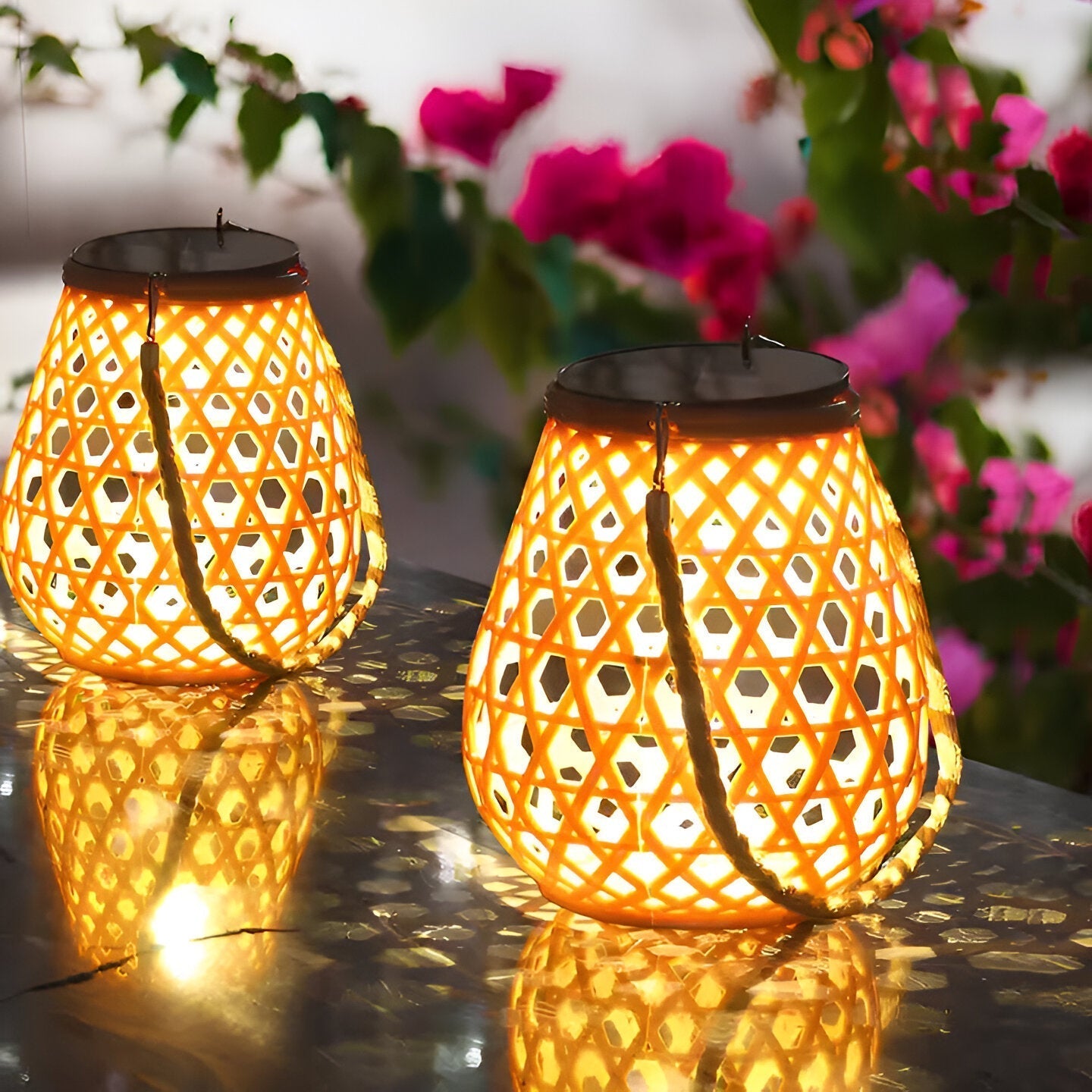 Solar-Outdoor-Laterne Rattanoptik | LED Warmweiß | Garten & Terrasse
