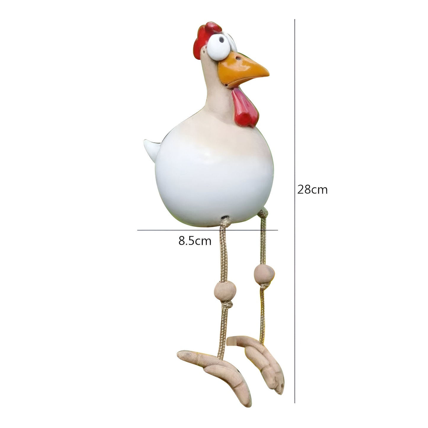 Gartenfigur Hahn aus Resin | Dekoration mit Hängebeinen | Garten & Balkon
