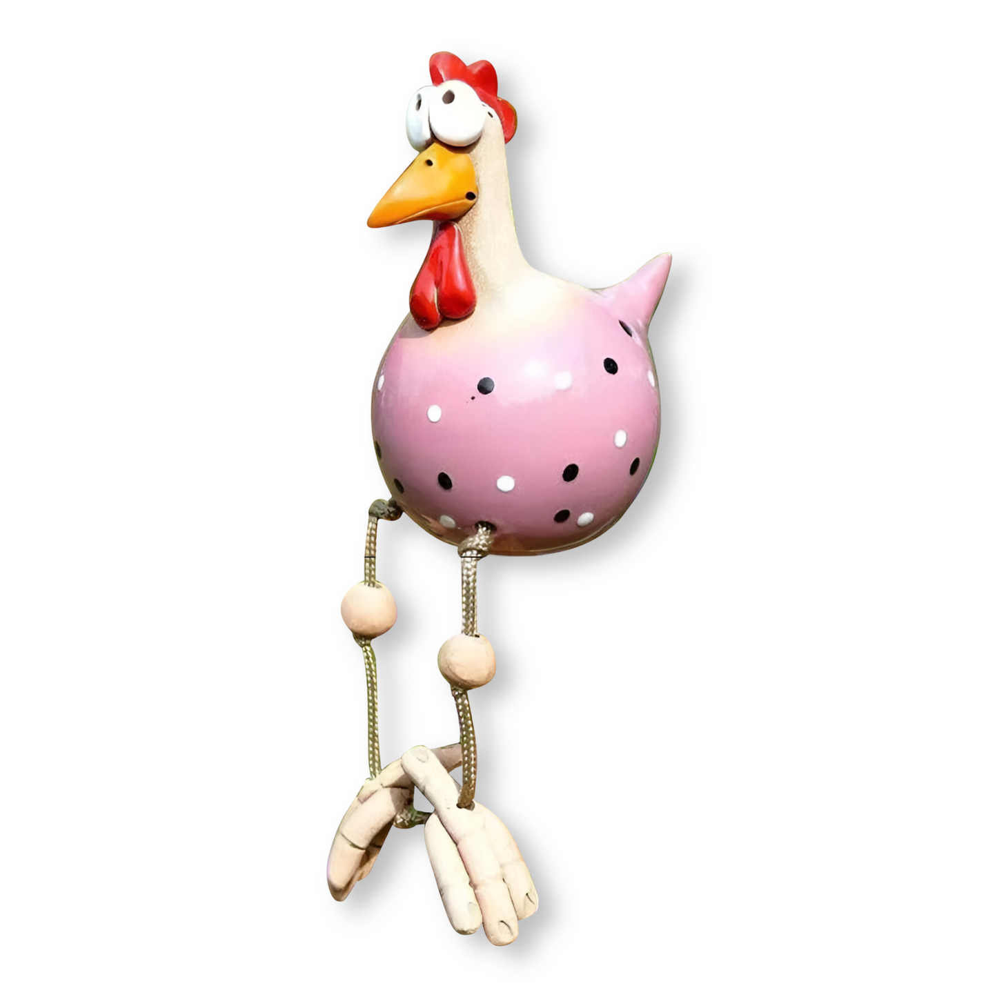 Gartenfigur Hahn aus Resin | Dekoration mit Hängebeinen | Garten & Balkon