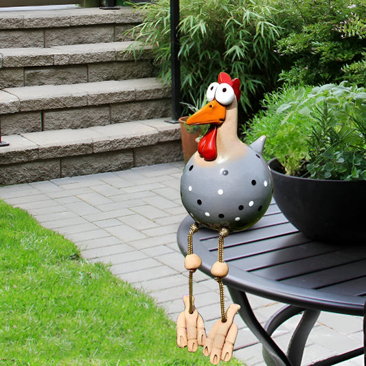Gartenfigur Hahn aus Resin | Dekoration mit Hängebeinen | Garten & Balkon