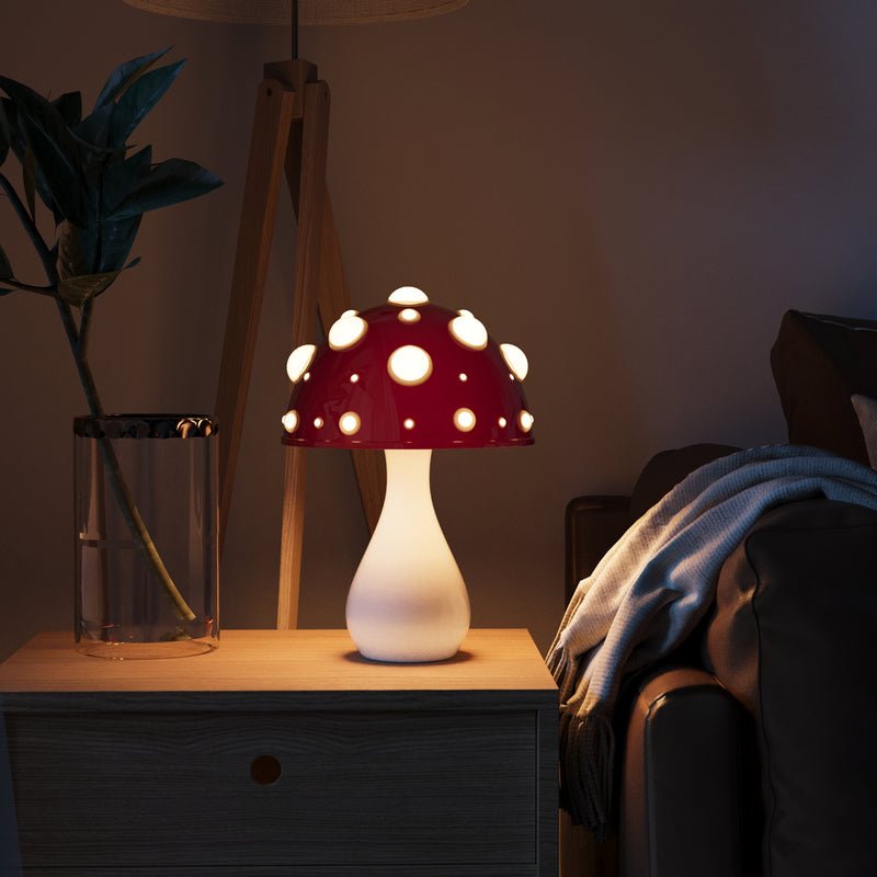 Tischlampe Pilzdesign | Dimmbar | Warmweiß | Kabelgebunden oder Kabellos