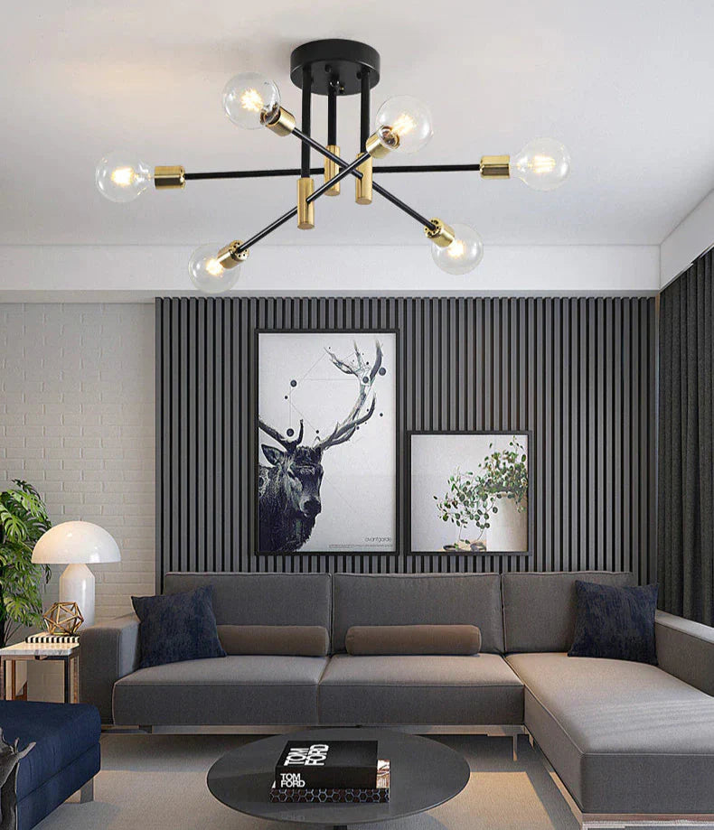 LED‑Deckenleuchte | Industrial Kreuzdesign | Schwarz | Wohnzimmer & Esszimmer