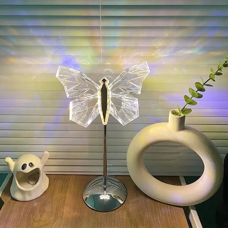 LED-Tischlampe Schmetterling | Acryl & Metall | Warmweiß 3500K | Dekorativ