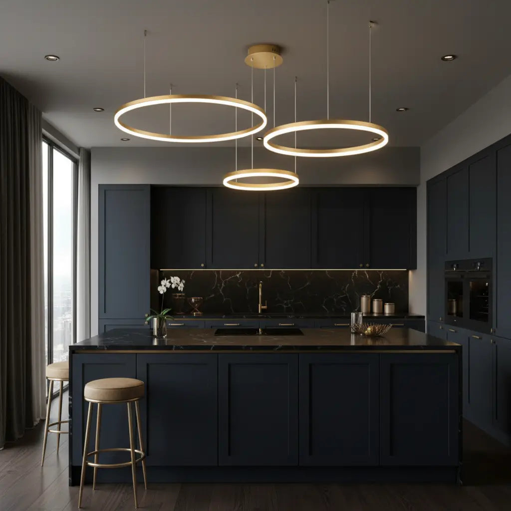 LED‑Pendelleuchte | Modernes Design | Gold / Coffee | Wohnzimmer & Esszimmer