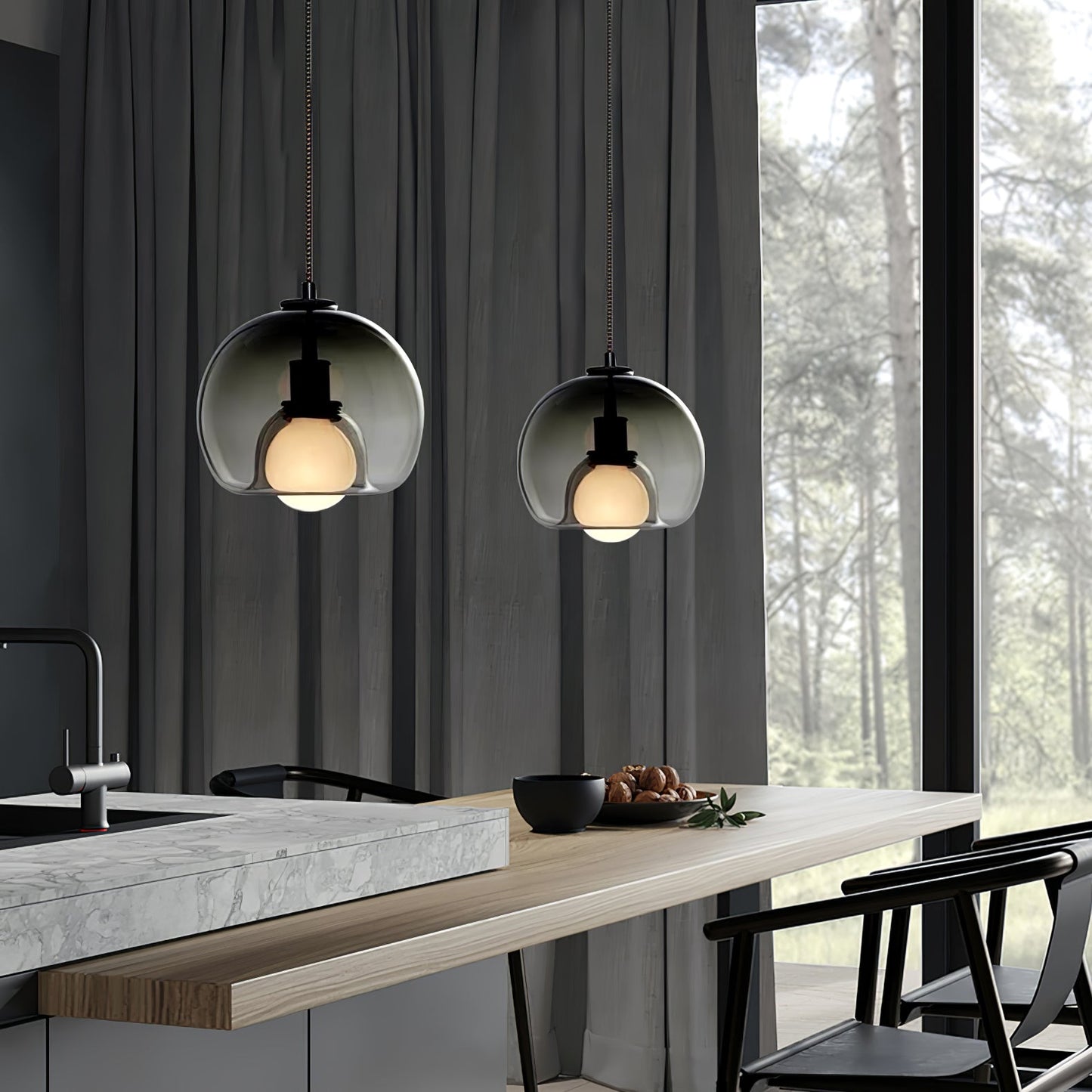 Glas-Pendelleuchte Minimalistisch | E26/E27 LED | Verstellbares Kabel | Modern
