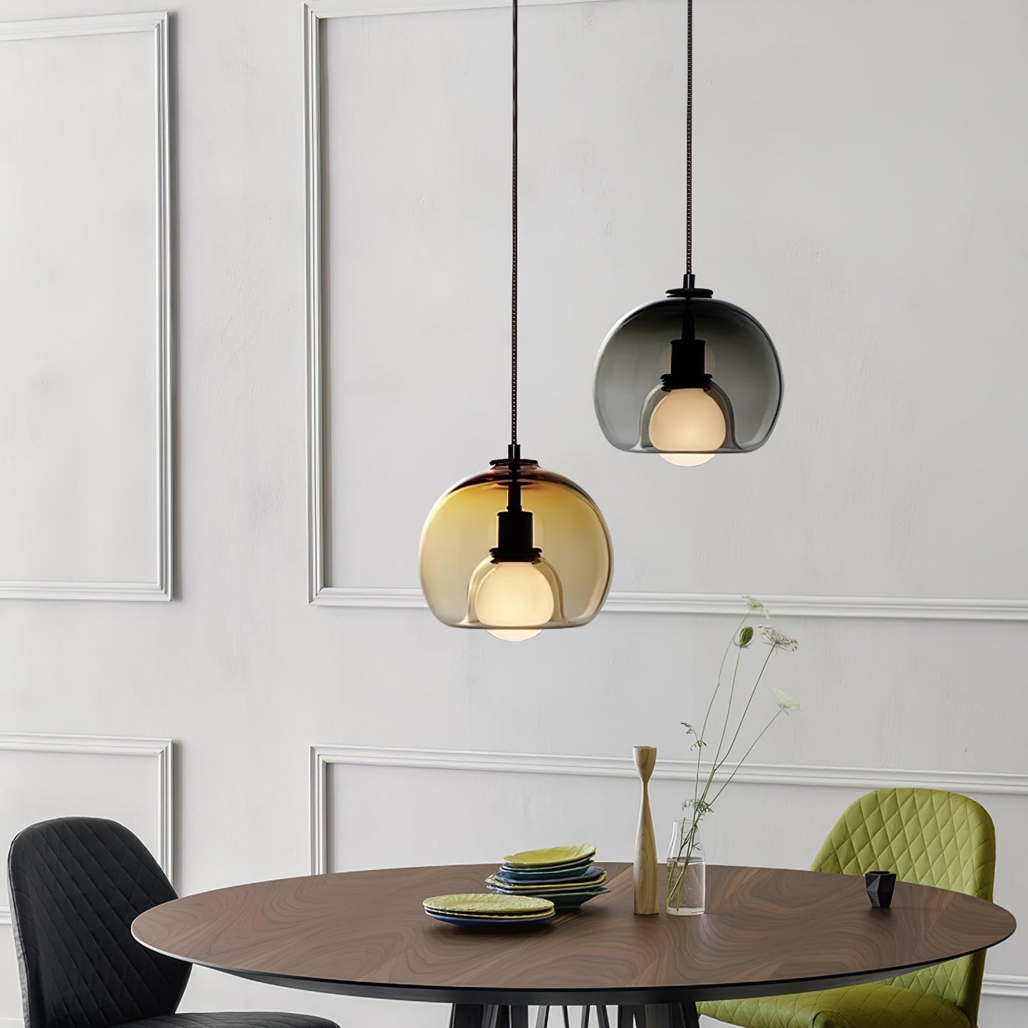 Glas-Pendelleuchte Minimalistisch | E26/E27 LED | Verstellbares Kabel | Modern