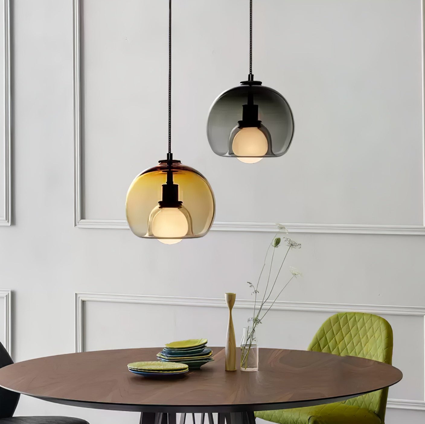 Glas-Pendelleuchte Minimalistisch | E26/E27 LED | Verstellbares Kabel | Modern