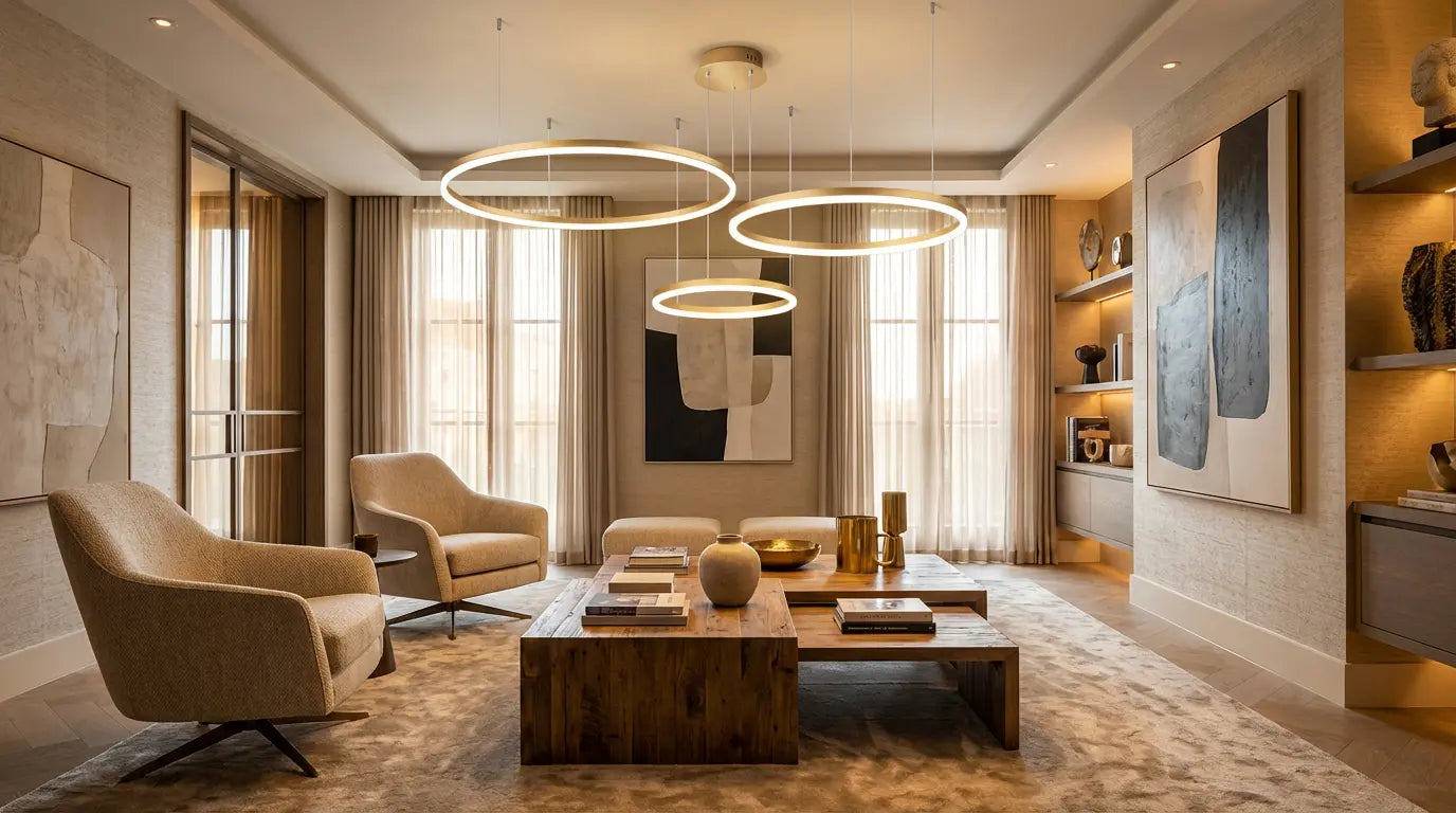 LED‑Pendelleuchte | Modernes Design | Gold / Coffee | Wohnzimmer & Esszimmer