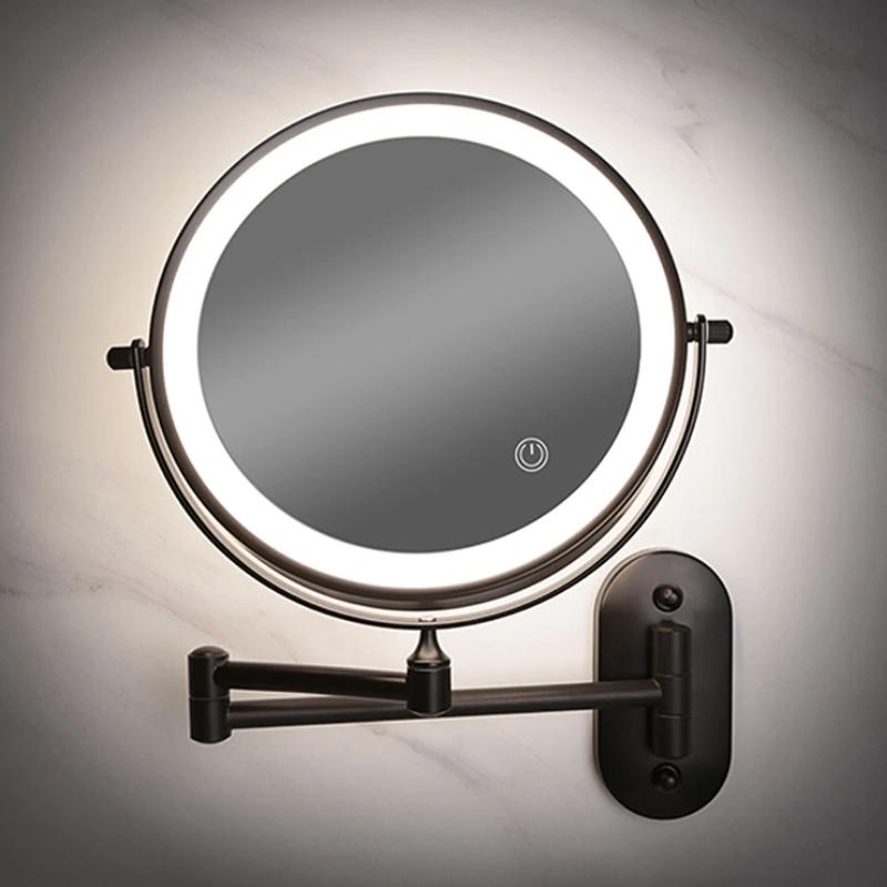 LED-Kosmetikspiegel | Vergrößerung | Wiederaufladbar | Schwarzes Design