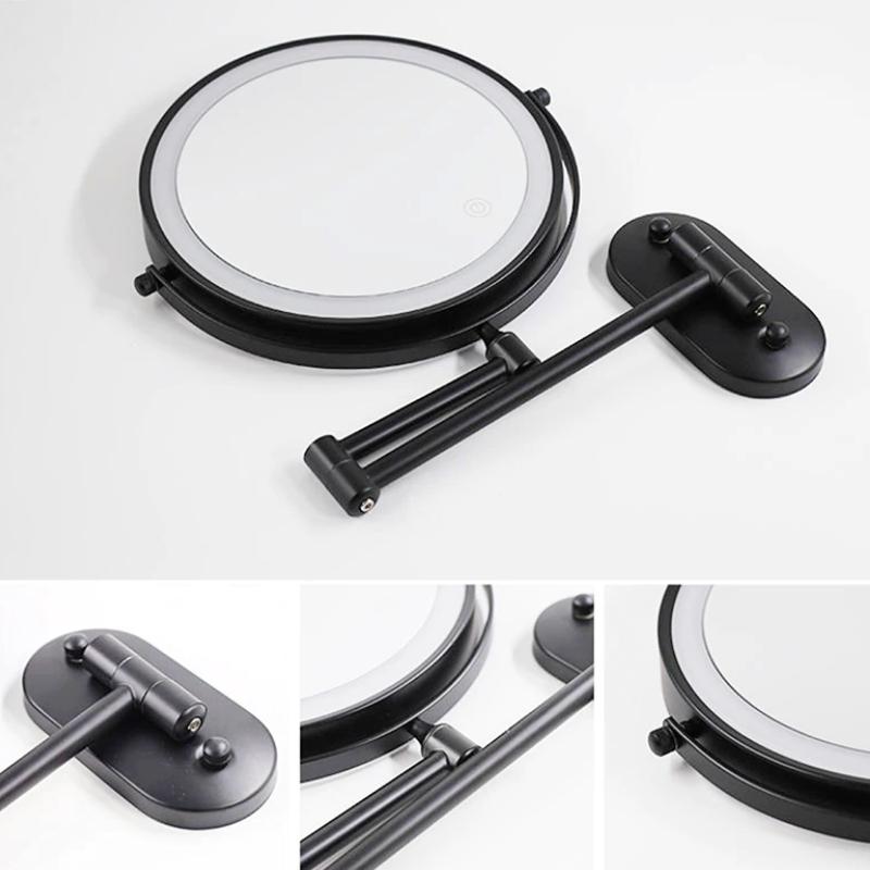 LED-Kosmetikspiegel | Vergrößerung | Wiederaufladbar | Schwarzes Design