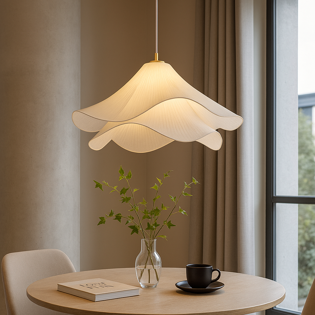 Pendelleuchte Stoff Blütenform | E27 | Warmweiß | Modern