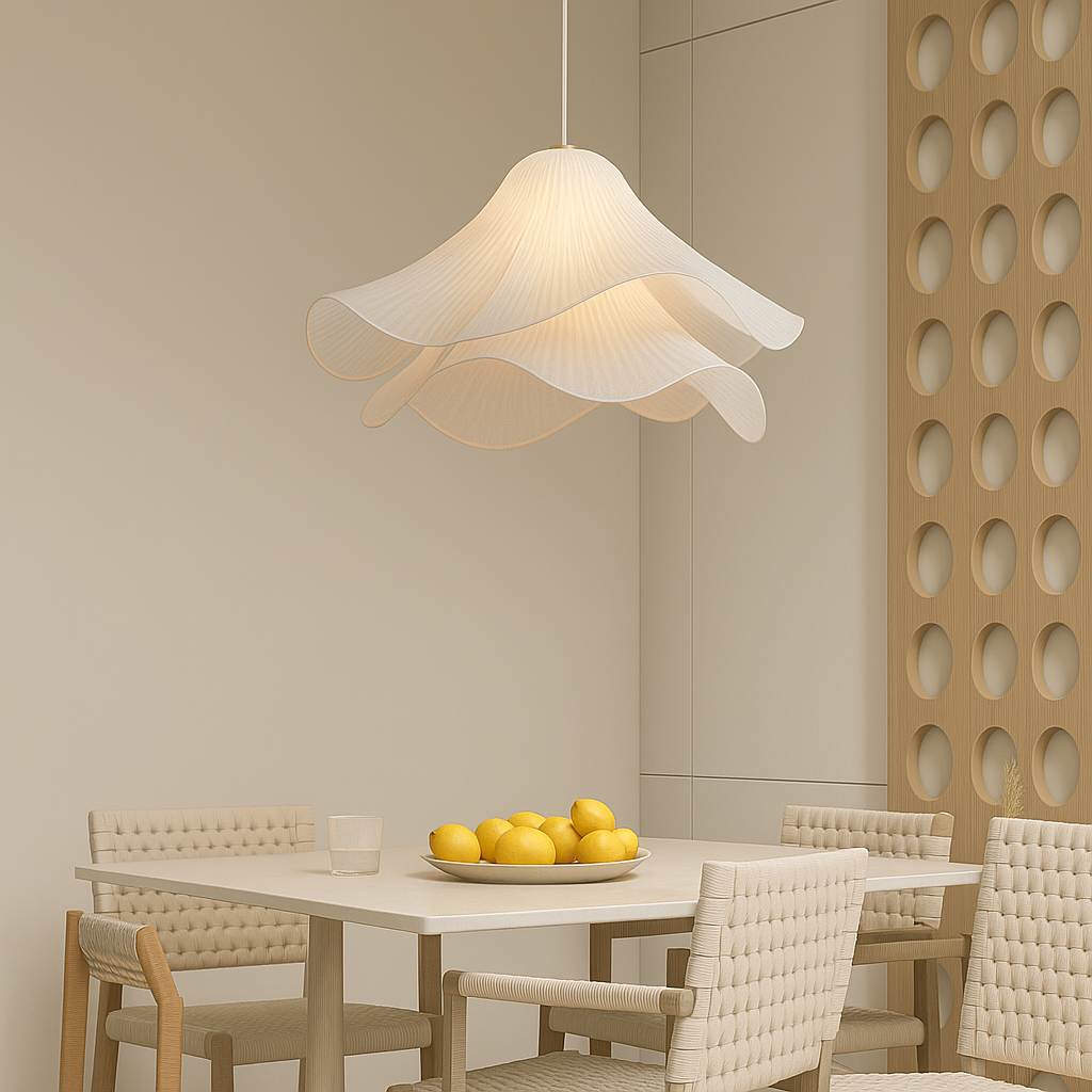 Pendelleuchte Stoff Blütenform | E27 | Warmweiß | Modern