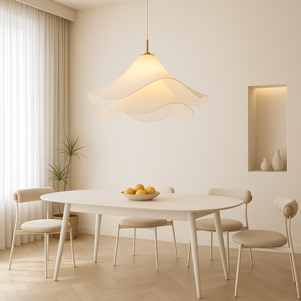 Pendelleuchte Stoff Blütenform | E27 | Warmweiß | Modern