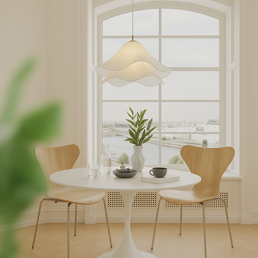 Pendelleuchte Stoff Blütenform | E27 | Warmweiß | Modern