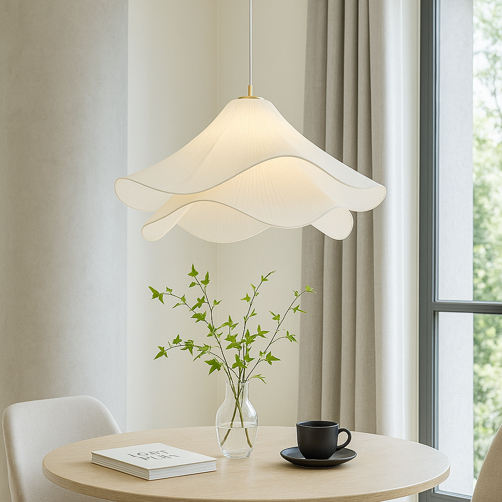 Pendelleuchte Stoff Blütenform | E27 | Warmweiß | Modern