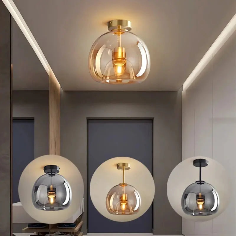 Deckenleuchte | Glas & Industrial | Gold & Schwarz | Wohnzimmer & Esszimmer