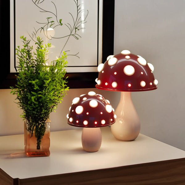 Tischlampe Pilzdesign | Dimmbar | Warmweiß | Kabelgebunden oder Kabellos