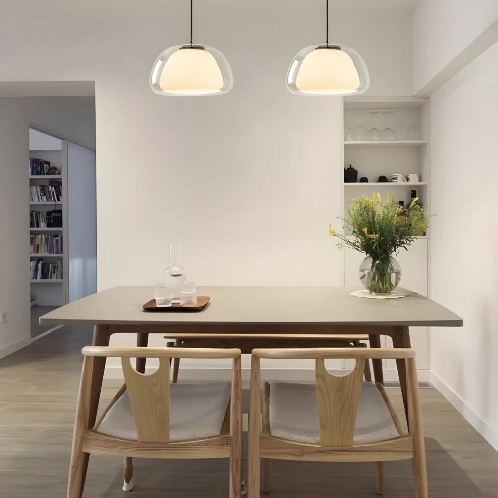 Pendelleuchte | Modernes Milchglas-Design | Höhenverstellbar | E27 Deckenbeleuchtung