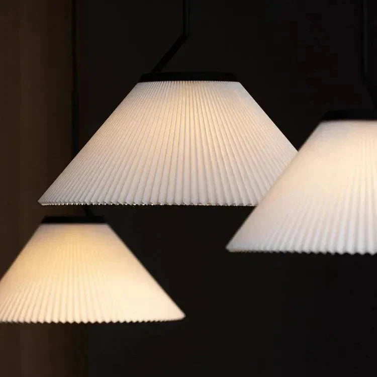 Nordische Pendelleuchte Plissee | Stoffschirm Creme | E27 LED | Skandinavischer Stil