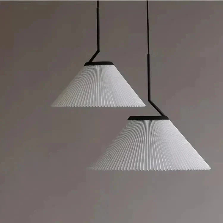 Nordische Pendelleuchte Plissee | Stoffschirm Creme | E27 LED | Skandinavischer Stil