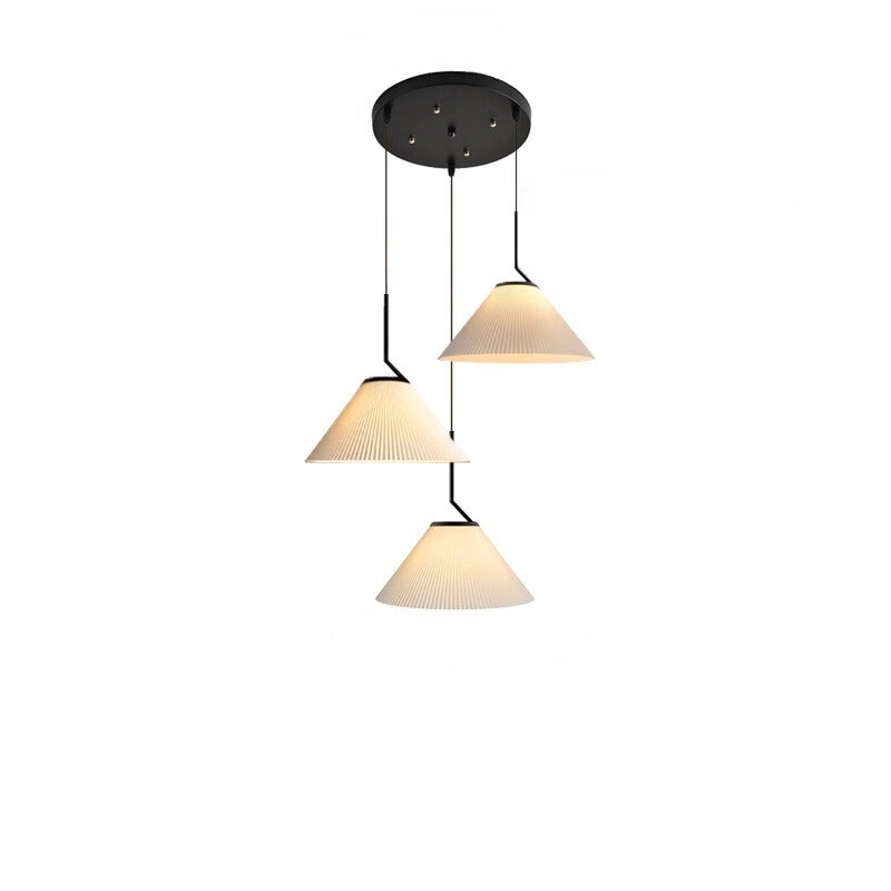 Nordische Pendelleuchte Plissee | Stoffschirm Creme | E27 LED | Skandinavischer Stil