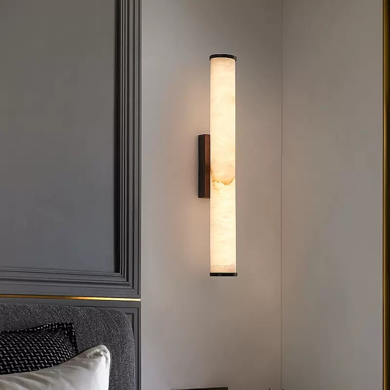 LED-Wandleuchte | Spanischer Marmor-Effekt & Kupfer-Akzente | Warmweißes Licht