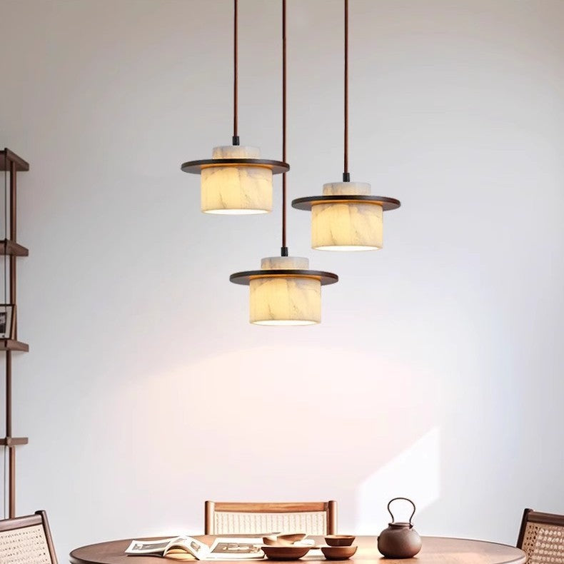 Pendelleuchte Alabaster Holz | LED | Warmweiß | Modern